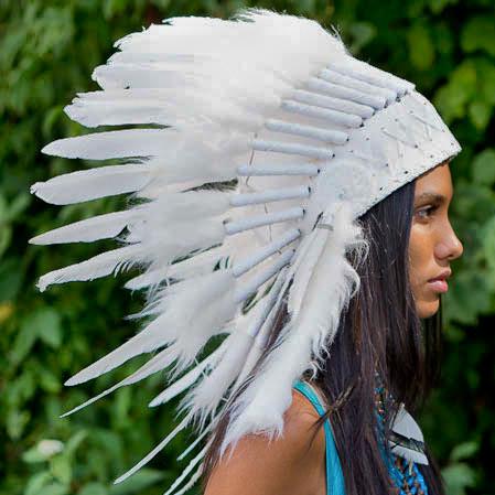 Blissful White Chief Headdress - 65cm