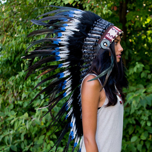 Blue Tips Indian Headdress - 95cm