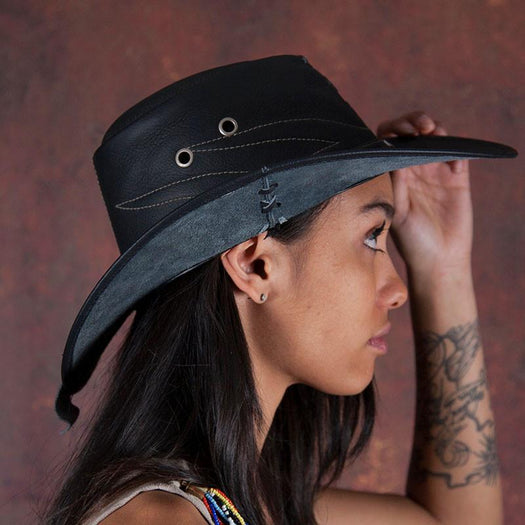 Black Leather Cowboy Hat