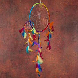 Multi-Colored Dreamcatcher With Feathers