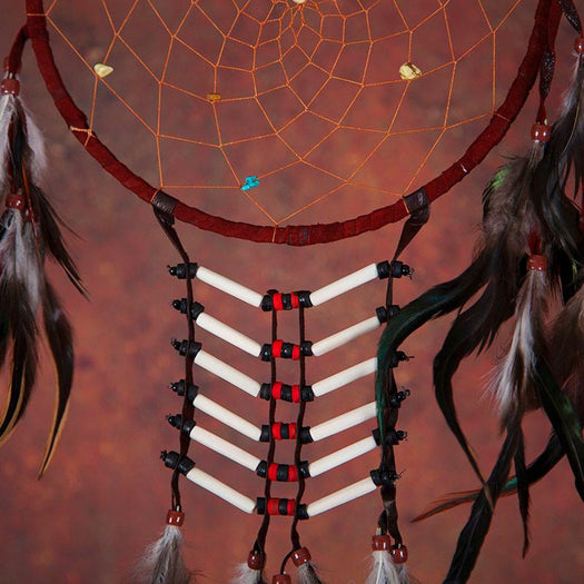 Dark-Red Dreamcatcher With Feathers