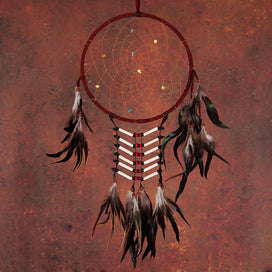 Dark-Red Dreamcatcher With Feathers
