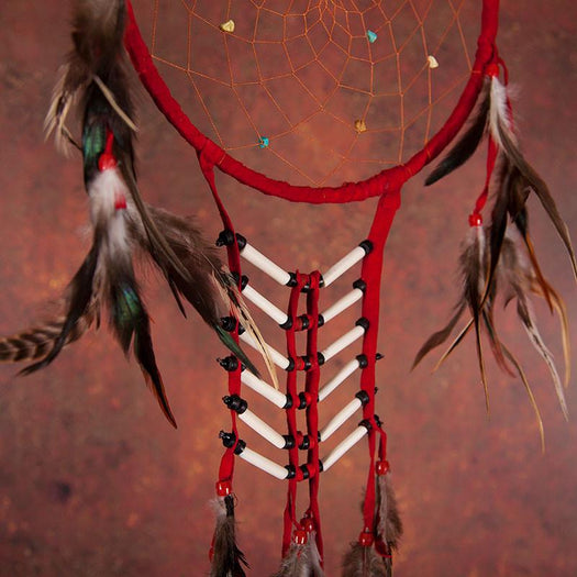 Red Dreamcatcher With Feathers