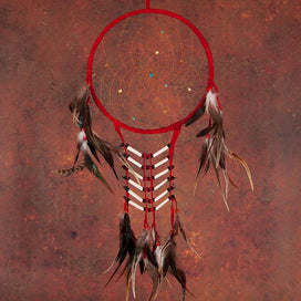 Red Dreamcatcher With Feathers