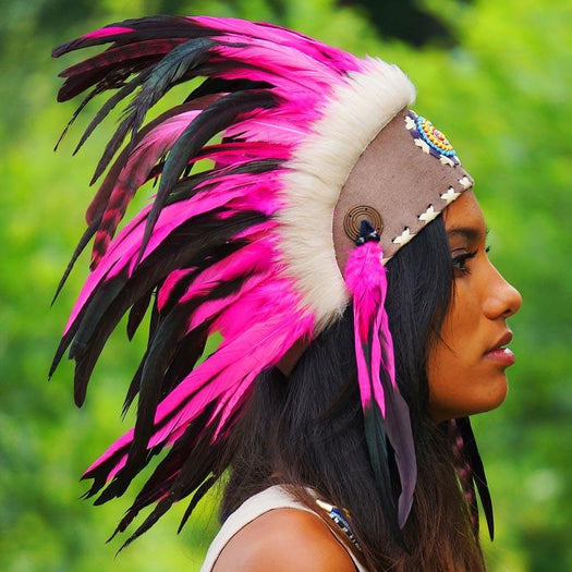 Pink feather headdress by Novum Crafts