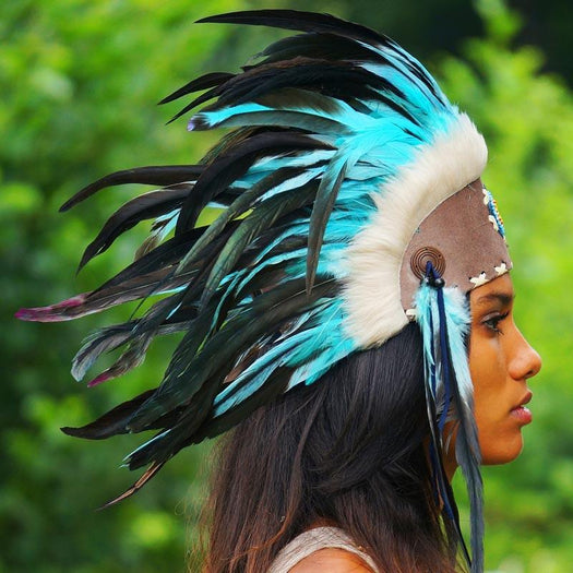 Turquoise Feather Headdress by Novum Crafts