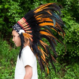 Kids Headdress - Black & Orange