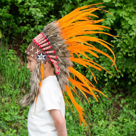 Kids Headdress - Hot Orange