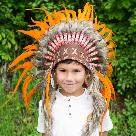 Kids Headdress - Hot Orange