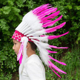 Kids Headdress - White & Pink