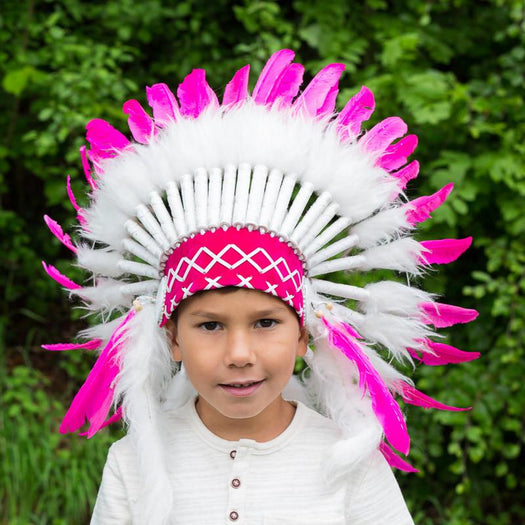 Kids Headdress - White & Pink