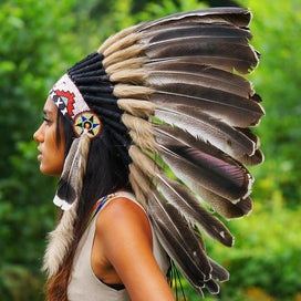 White Shaded Black Indian Headdress - 75cm