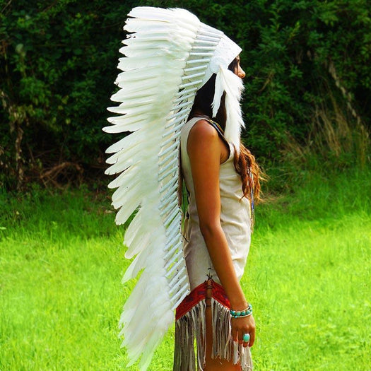 Blissful White War Bonnet - Indian Headdress
