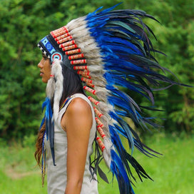 Blue Indian Headdress - 95cm