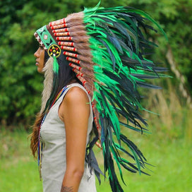 Green Indian Headdress - 95cm
