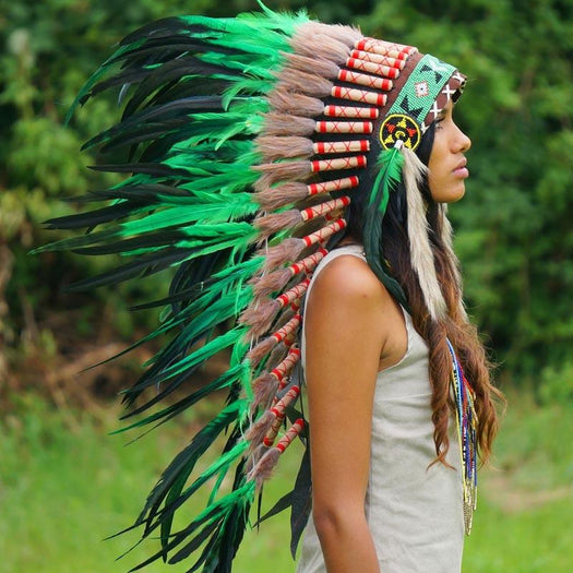 Green Indian headdress - Indian Headdress