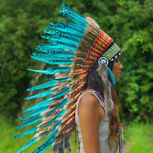 Auqa Colored Indian Headdress