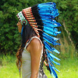 Dark Blue Indian Headdress - 90cm