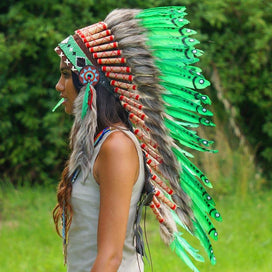 Green Indian Headdress - 90cm