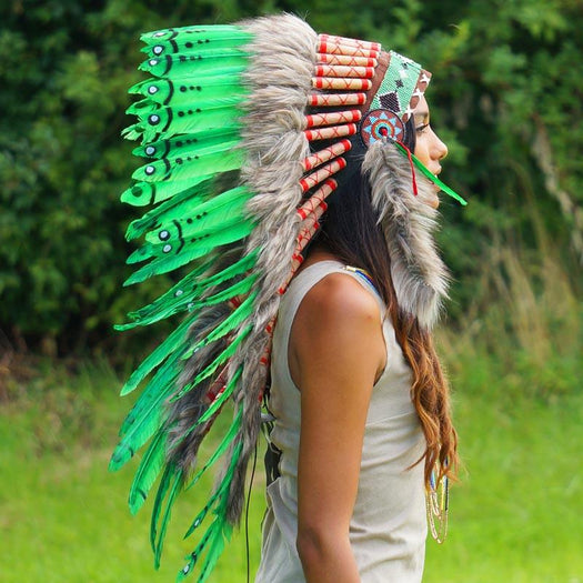Green Indian Headdress - 90cm