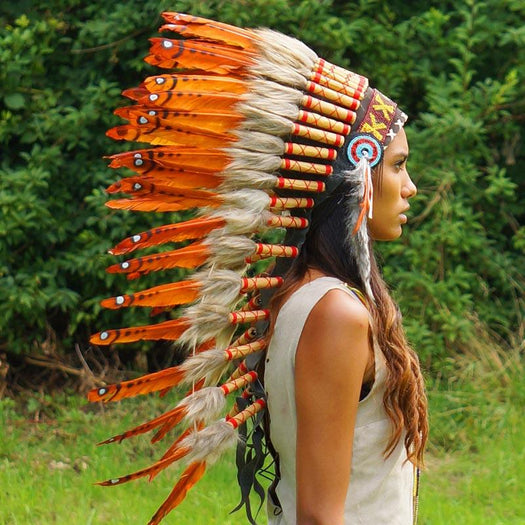 Dark Orange Indian Headdress by Novum Crafts