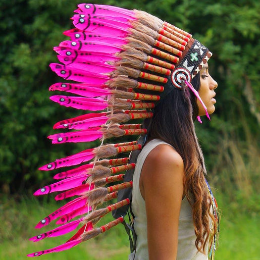 Pink Indian Headdress - 90cm