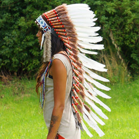 White Indian Headdress - 90cm