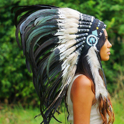 White-with-black Native American Headdress by Novum Crafts