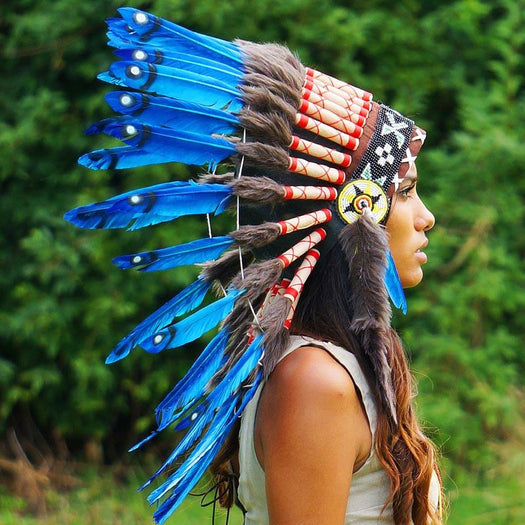 Royal blue chief headdress - Indian Headdress