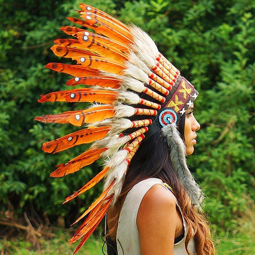 Dark orange chief headdress - Indian Headdress