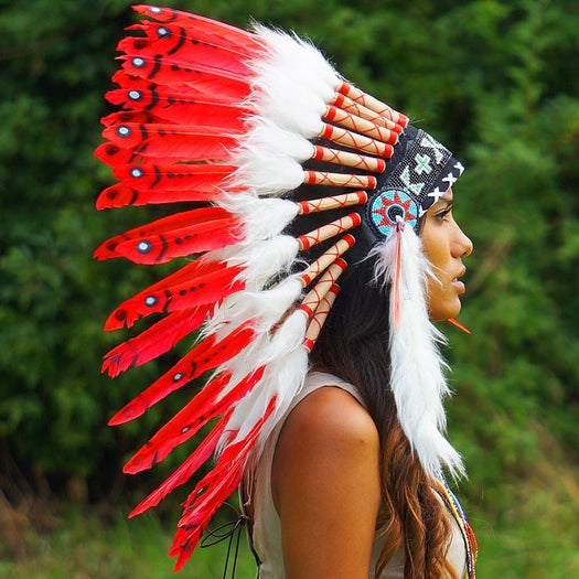 Hot Red Indian Chief Headdress