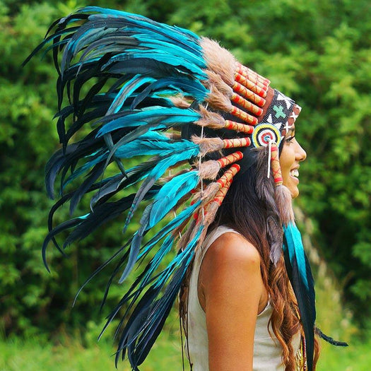 Aqua colored native American headdress by Novum Crafts
