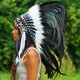 Black Native American Headdress - 75cm