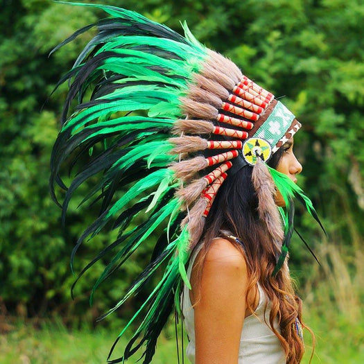 Green-with-black Native American Headdress by Novum Crafts