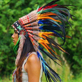 Mixed Colors Native American Headdress - 75cm