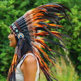 Orange Native American Headdress - 75cm