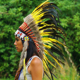 Yellow Native American Headdress - 75cm