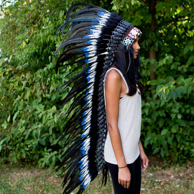 Blue Tips War Bonnet 130cm – Indian Headdress Novum Crafts