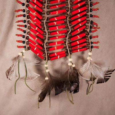 Red, Long Breastplate With Feathers