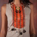 Orange, Long Breastplate With Feathers