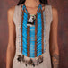 Long Blue Breastplate With Feathers