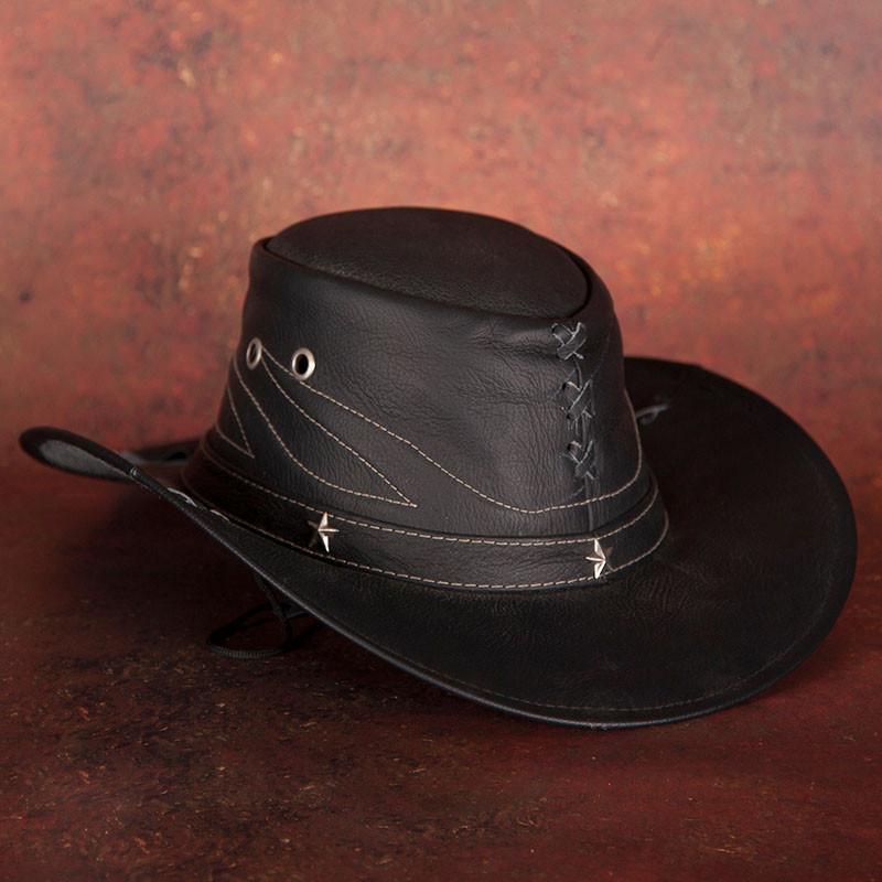 Black Leather Cowboy Hat – Indian Headdress Novum Crafts