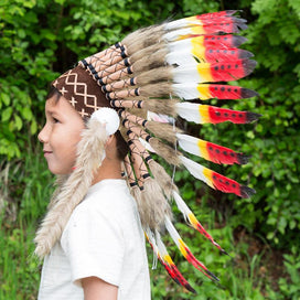 Native American Feather Headdress Kids T-Shirt