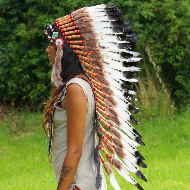 Native American White Feather Headdress