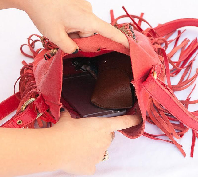 Red fringe purse cheap